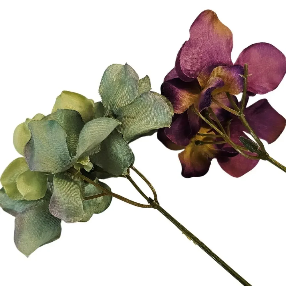 45 Pcs Purple Green Artificial Silk Hydrangea Flower Stem Floral Craft Decor Lot
